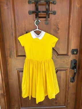 Yellow Peter Pan Collar Casual Kids Dress